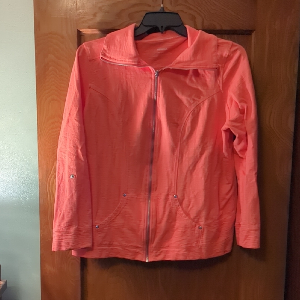 Peach Utility Jacket with Stand-Up Collar and Water-Resistant Fabric